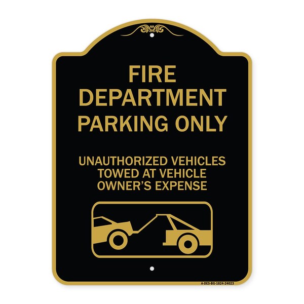 Fire Department Parking Unauthorized Vehicles Towed at Owner Expense with Graphic, BG-1824-24023